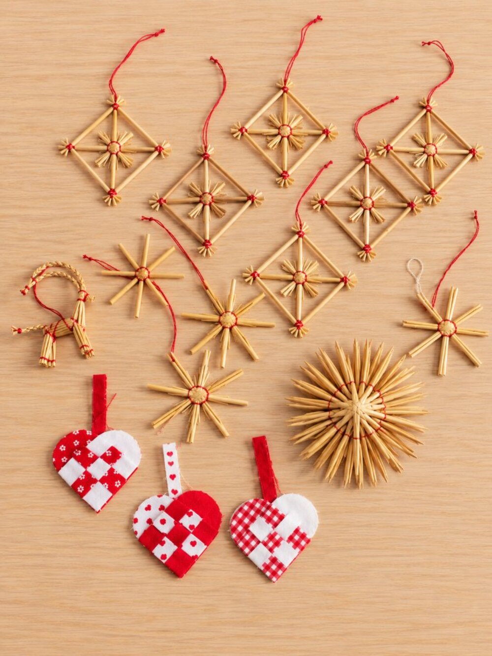 Vintage Straw Christmas Ornaments Lot 17 Scandinavian Nordic Folk Rustic Natural